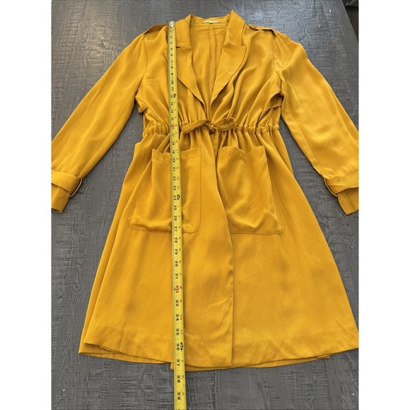 Gianni Bini Mustard Yellow Drawstring Waist Utility Trench Jacket Size Large - Picture 9 of 12